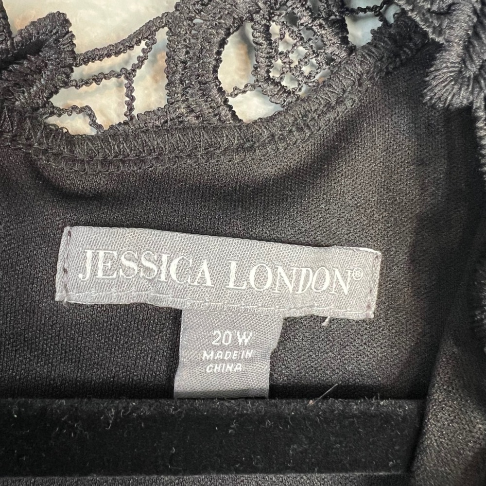 Jessica London Black Lace Midi Dress Plus Sz 20W Sleeveless LBD V-Neck Lined NWT - Picture 4 of 12